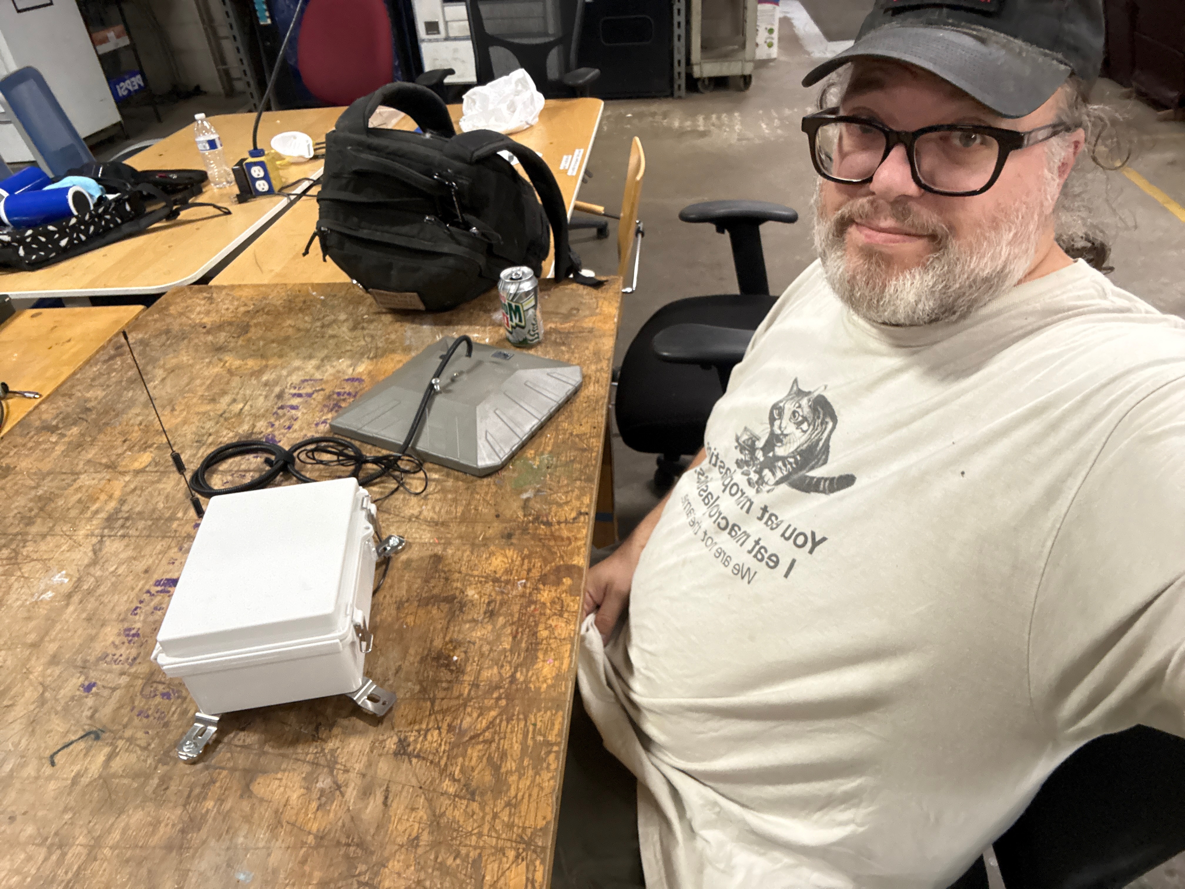 i3 Detroit Ferndale - Literally the same exact hardware set as RogueTwo except it uses a magmount antenna, and mounts to the rooftop air handler unit with two 40# magnets, making the entire set up non penetrative and easily removed later.